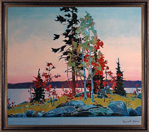 "Lake Of The Woods Classic" (2005) by Robert Genn - acrylic on canvas (30" x 34"). Lake Of The Woods, Canadian Painters, Landscape Art Painting, Canadian Art, Landscape Artist, Canadian Artists, Tree Painting, Tree Art, Watercolor Landscape