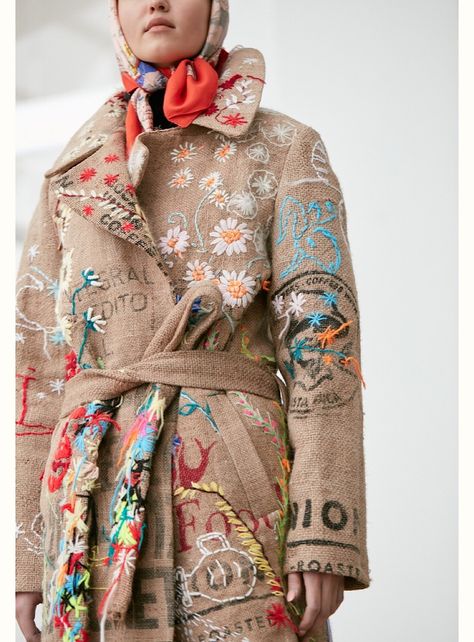 Alice Lee, Coffee Coat, Coffee Sack, Coffee Sacks, Sore Eyes, Fashion Embroidery, Wrap Coat, Embroidery Fashion, Mode Inspiration