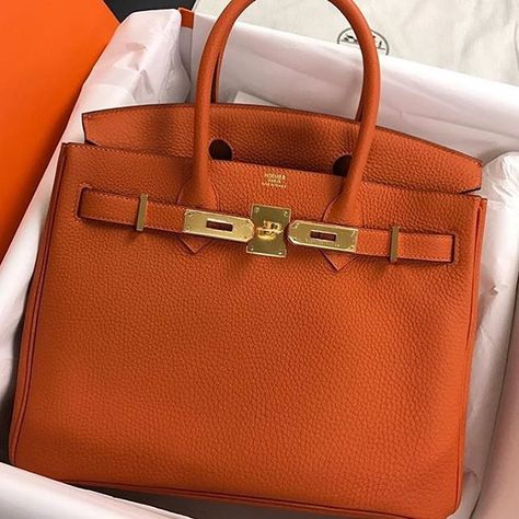 Hermès 30cm Birkin | Orange Togo Leather | Gold Hardware Orange Clutch, Birkin Bags, Orange Handbag, Balenciaga Handbags, Handbags Luxury, Perfect Handbag, Togo Leather, Classic Handbags, Blogger Fashion