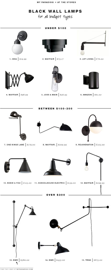 15 favorite black wall light fixtures for all budget types | My Paradissi Window Lighting, Interior Light Fixtures, Black Wall Lights, Black Faucet, Black Light Fixture, Modern Lighting Design, Small Space Kitchen, Interior Modern, Modern Light Fixtures