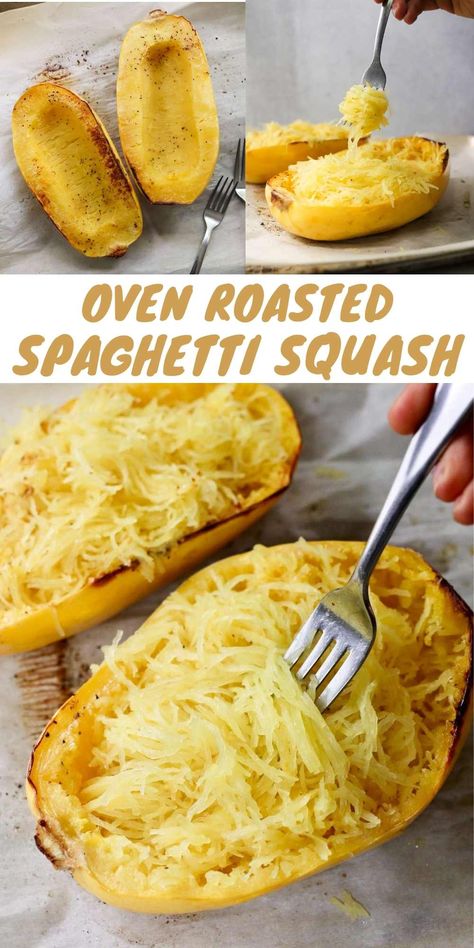 Oven Baked Spaghetti Squash, Oven Baked Spaghetti, Roasting Spaghetti Squash, Roast Spaghetti Squash, Spaghetti Squash Recipes Easy, Spaghetti Squash Noodles, Cook Spaghetti Squash, Roasted Spaghetti Squash, Cooking Spaghetti Squash