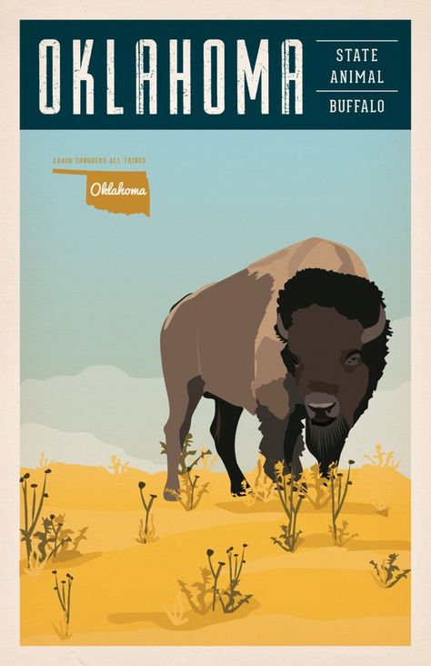 Oklahoma Art, State Posters, Series Poster, Vintage Poster Design, Retro Travel Poster, Oklahoma Sooners, Oklahoma State, New York Travel, Vintage Travel Posters