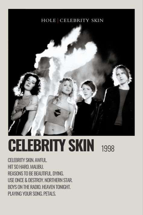 Hole Celebrity Skin, Minimalist Album Poster, Band Poster, Celebrity Skin, Song Recommendations, Riot Grrrl, Music Album Cover, Cover Songs, Band Posters