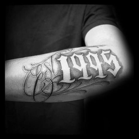 29 Cool EST Tattoo Designs for Men Est Tattoos Fonts, 29 Tattoo Number, Tattoo Fonts For Men, Est Tattoo, Est Tattoos, Est. Tattoo, Number Tattoo Fonts, Tattoos Fonts, Number Tattoo