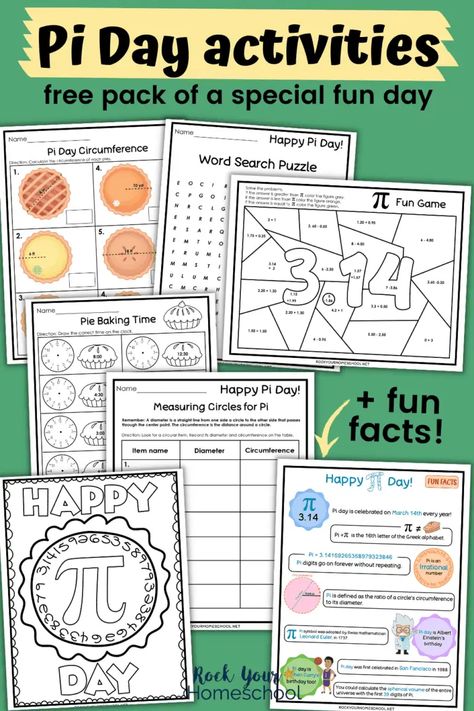 This free Pi Day activities pack is an excellent way to easily boost the learning fun for the special day. You'll find 7 pages with a variety of ways to learn about and celebrate this day. 2nd Grade Shapes Activities, Pi Day Activities 3rd Grade, Pi Day Activities 4th Grade, Free Pi Day Printables, Pi Activities For Kids, Pi Day Worksheets, Math Week Ideas, Pie Day Activities, Pi Day Ideas