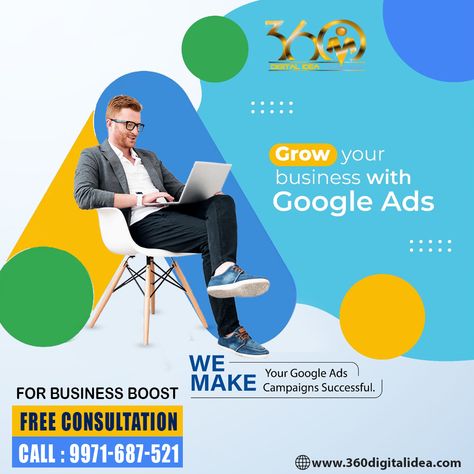 Now you can promote your business with a Google ads campaign and grow your business with Google ads. They'll provide your business with the best digital advertising and marketing. Visit their website and have free consultation now! CALL: 9971-687-251 Visit: www.360digitalidea.com #360DigitalIdea #Marketing #FreeConsultation #Successful #Business #DigitalMarketing #MarketingAdvisor #GrowBusiness #GrowWithUs Google Ads Campaigns, Google My Business Posts Design, Digital Advertising Design, Advertising Campaign Projects, Advertising And Marketing, Ads Campaign, Google Marketing, Marketing Poster, Search Ads