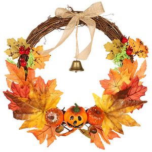 Maple Leaf Wreath, Leaf Pumpkin, Red Berry Wreath, Creative Wreaths, Leaves Wreath, Thanksgiving Harvest, Hanging Ghosts, Artificial Pumpkins, Harvest Wreath