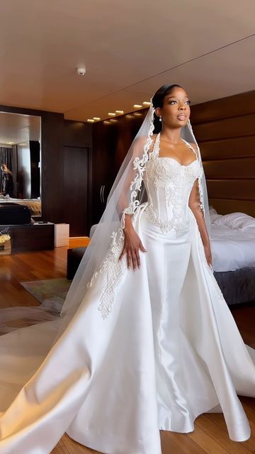 Mikado Dress, Wedding Dress And Veil, Mikado Wedding Dress, Bridal Styling, Stylish Wedding Dresses, Dress With Embroidery, African Wedding Dress, Bella Naija Weddings, Team Bride