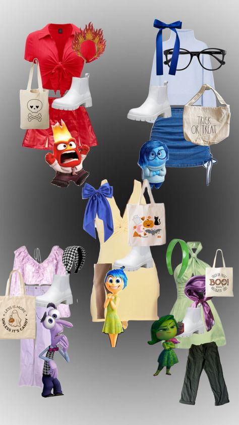 halloween costume idea! 💛❤️💚💜💙 #outfitinspo #insideout #corememory #joy #sadnesss #anger #fear #disgust Joy Inside Out Costume, Joy Costume, Inside Out Costume, Joy Inside Out, Cute Group Halloween Costumes, Halloween Costume Idea, Disneyland Outfits, Holloween Costume, Halloween Costume Outfits