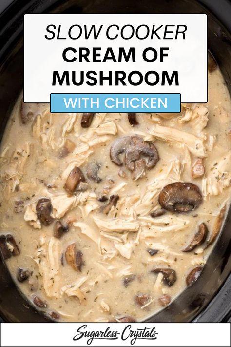 Crockpot Chicken Cream Of Mushroom Soup, Slow Cooker Chicken Cream Of Mushroom, Cream Of Mushroom Chicken And Rice Crockpot, Crockpot Chicken Mushroom Soup, Chicken And Rice Crockpot Recipes Cream Of Mushroom, Crockpot Chicken Cream Of Mushroom, Chicken Mushroom Soup Recipes, Cream Of Mushroom Chicken Crockpot, Chicken Mushroom Crockpot