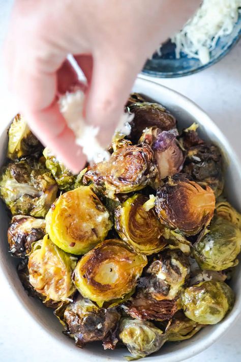 Roasted Parmesan Brussels Sprouts Recipe - Whole Natural Kitchen Brussels Sprout Recipes, Parmesan Brussels Sprouts, Sprouts Recipe, Brussels Sprout, Natural Kitchen, Sprouts With Bacon, Sprout Recipes, Brussels Sprouts Recipe, Lazy Dog