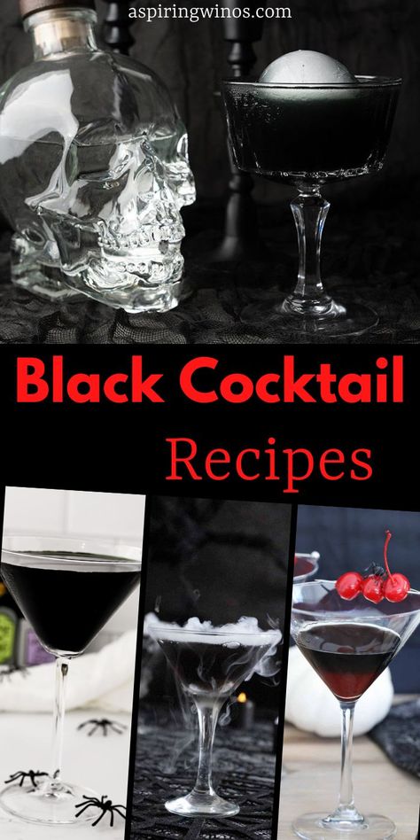 Black Cocktail Recipes | Raise Your Glass to the Dark Side: Stunning Black Cocktail Recipes | Dark Cocktail Recipes | Join the dark side with these stunning black cocktails | Black Cocktails for black color scheme weddings #BlackCocktails #BlackCocktailRecipes #HalloweenCocktails #BlackWeddingColors #Rainbow #Black #Cocktails Black Cocktail Recipes, Black Alcoholic Drinks For A Party, Black Colored Drinks, Black Colored Cocktails, Black Mixed Drinks, Black Batch Cocktail, Black Drinks, Dark Colored Cocktails, Black Alcoholic Drinks