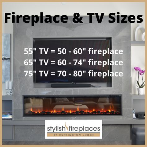 Design Tips for a Modern Fireplace Wall with a TV Above Wide Gas Fireplace Ideas, Diy Fireplace Wall With Tv And Shelves, 75inch Tv Over Fireplace, Bedroom Tv With Fireplace, Electric Fireplace Design With Tv, How To Build A Media Wall With Fireplace And Tv, Bump Out Fireplace And Tv Wall, Tv And Fire Wall Ideas Between Windows, Add Fireplace To Living Room Diy