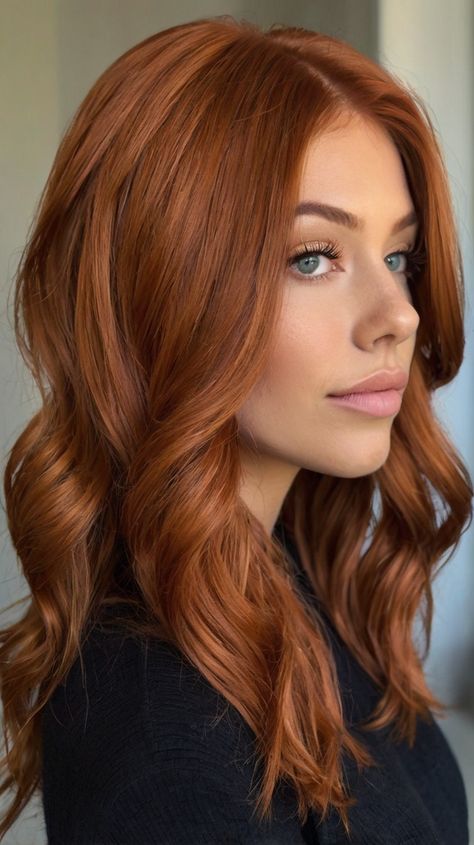 Rock Your Look with Textured Copper Lob (Long Bob) 39 Copper Hair Color Ideas 💁 Copper Hair Winter, Hairstyles To Hide Roots, Layered Copper Hair, Grown Out Roots Colored Hair, Ginger Bob Hair, Copper Lob, Fall Copper Hair, Cowboy Copper Hair, Dimensional Copper Hair