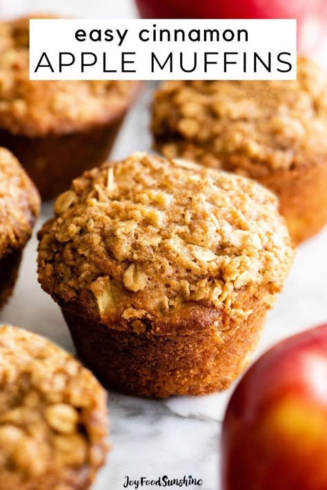 These Cinnamon Apple muffins are moist & fluffy, full of fresh apples and warm fall spices, and topped with a delicious crumb topping. Apple muffins are an easy-to-make, freezer-friendly, fall breakfast everyone will love! Apple Spice Muffins Healthy, Apple Muffins With Fresh Apples Healthy, The Best Apple Muffins, Baked Apple Muffins, Fresh Apple Muffins Recipes, Fresh Apple Muffins Easy, Best Apple Cinnamon Muffins, Healthy Freezer Muffins, Homemade Apple Cinnamon Muffins