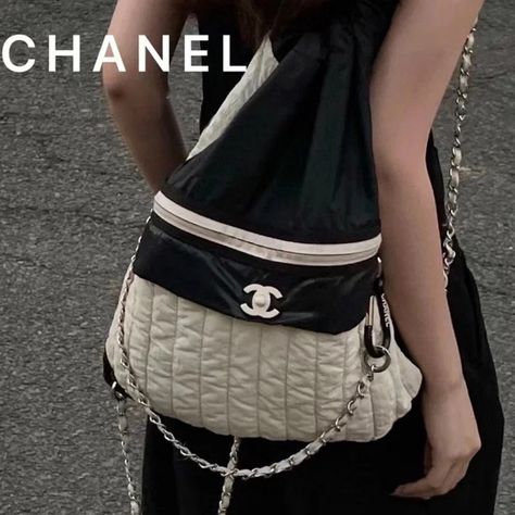 Chanel backpack #dhgate #fencefinds Follow my shop @hkadavy on the @shop.LTK app to shop this post and get my exclusive app-only content! #liketkit @shop.ltk https://liketk.it/4lEwX Channel Backpack, Dh Gate, Chanel Backpack, Gate, White Black, White And Black, Chanel, Backpacks, Chain