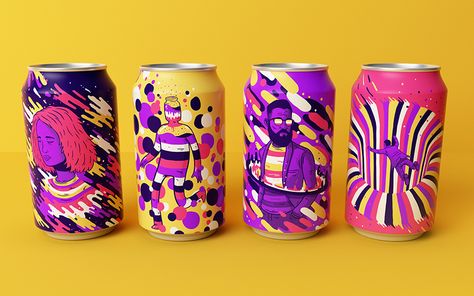 lucas-wakamatsu-soda-can-illustrations-resonance-designboom-01 Beer Graphic Design, Craft Beer Design, Beer Packaging Design, Beer Label Design, Graphic Design Student, Beer Packaging, Beer Design, Creative Packaging Design, Beer Label