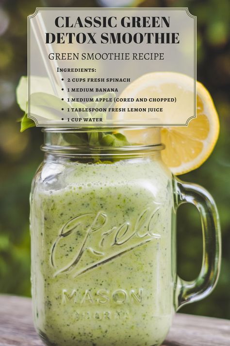 Cleanse your body with this classic green detox smoothie! Made with spinach, banana, apple, and lemon juice, it’s a refreshing and healthy drink. #detoxsmoothie #spinachsmoothie #greensmoothierecipes Apple Smoothie Recipes Healthy, Green Apple Smoothie Recipes, Green Apple Smoothie, Apple Smoothie Recipes, Yummy Green Smoothie, Apple Smoothie, Green Smoothie Bowl, Dairy Free Smoothies, Green Detox Smoothie