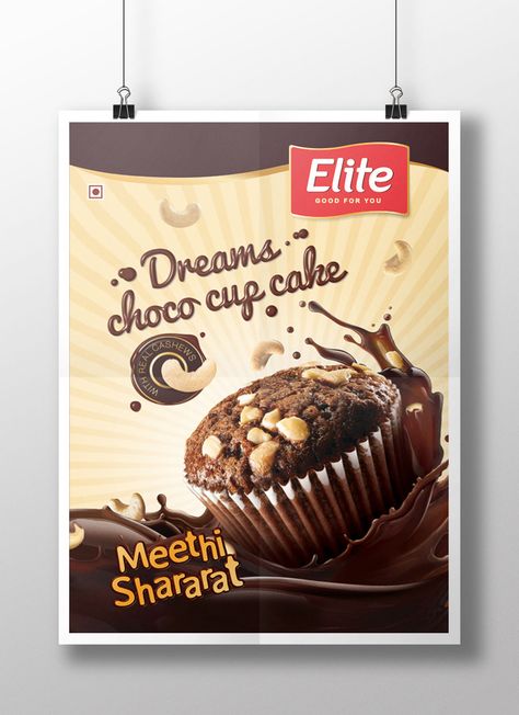 ELITE CUPCAKES POSTER DESIGN on Behance Cupcake Advertisement Poster, Dessert Ads Design, Cake Poster Advertising, Cake Advertising Poster, Cake Advertising Design, Product Advertisement Design Poster, Cake Poster Design Ideas, Cupcake Poster Design, Chocolate Poster Design