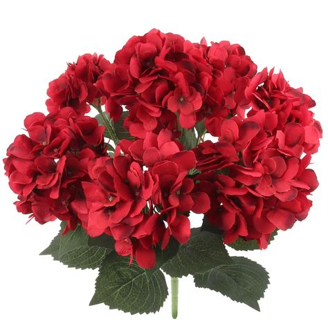 Transform your space with our alluring 20" Red Hydrangea Bush. These luxurious faux flowers are perfect for home decor, striking wedding centerpieces, and dazzling displays. Elevate your surroundings with vibrant beauty. Red Hydrangea, Flowers For Home, Flowering Bushes, Hydrangea Bush, Hydrangea Not Blooming, Artificial Hydrangeas, Floral Centerpieces, Types Of Flowers, Home Wedding