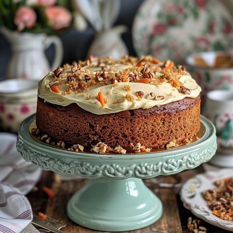 Carrot Cake Delight: A #delicious carrot cake topped with #creamy frosting and #walnuts, presented on a #stylish cake stand. #baking #sweets #foodphotography #edibleart #foodie ⬇️ Download and 📝 Prompt 👉 https://stockcake.com/i/carrot-cake-delight_631382_851566 Walnut Carrot Cake, Carrot Walnut Cake, Carrot Cake Topping, Stylish Cake, Creamy Frosting, Walnut Cake, Baking Sweets, Edible Art, Food Illustrations