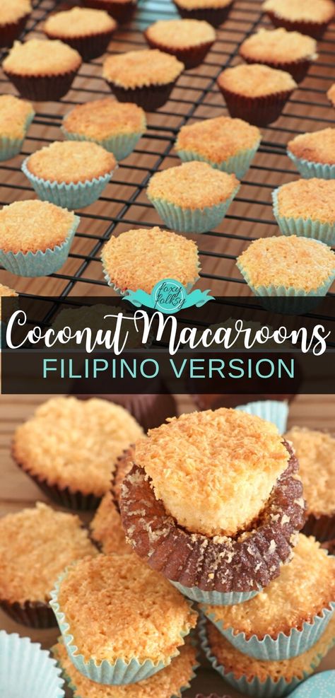 Filipino Macaroons Recipe, Dessert In Cupcake Liner, Filipino Baked Goods, Filipino Macaroons, Filipino Cookies, Filipino Coconut Macaroons, Macaroons Coconut, Filipino Delicacies, Coconut Macaroons Easy