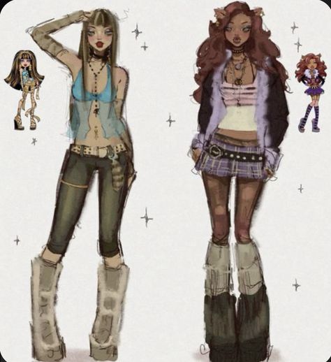 Oc Drawing Outfits, Monster High Characters Design, Monster High Doll Drawing, Monster High Outfits Drawings, How To Draw Monster High, Monster High Characters Outfits, Monster High Style Clothes, Clawdeen Drawing, Monster High Art Style