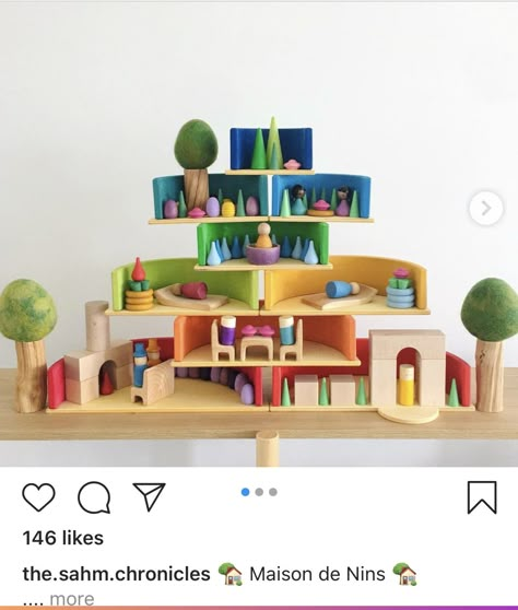 Grimms Play Ideas, Grimms Large Stepped Pyramid, Grimms Toys, Grimms Wooden Toys, Grimms Rainbow, Grimm's Toys, Waldorf Inspired Toys, Rainbow Toy, Toy Barn