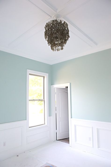 Office Lighting Palladian Blue Bedrooms, Palladian Blue Bathroom, Benjamin Moore Palladian Blue, Kids Room Paint Colors, Palladian Blue Benjamin Moore, Palladian Blue, Blue Bedrooms, Bedroom Dark, Neutral Blue