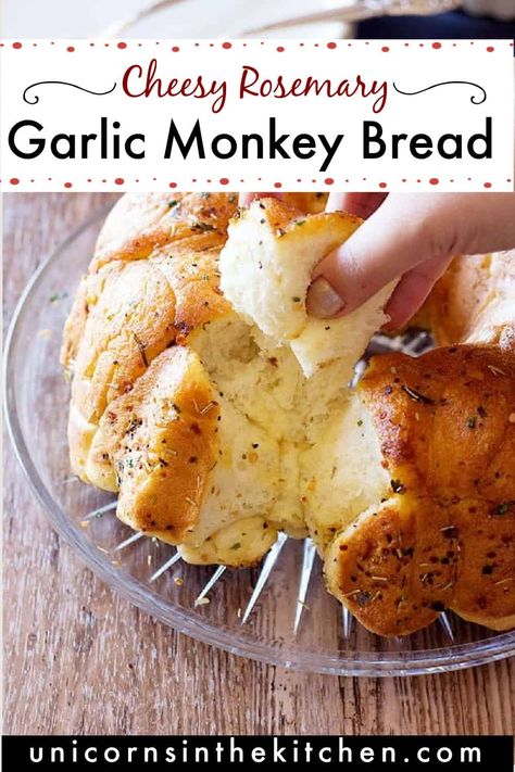 This cheesy rosemary garlic monkey bread is so easy to make, you will want to make it everyday. It's perfect for parties and game days. You can make it from scratch or use store-bought dough such as refrigerated biscuit.  #garlicbread #monkeybread #appetizers #appetizer #partyfood Cheesy Monkey Bread, Monkey Bread From Scratch, Garlic Monkey Bread, Savory Monkey Bread, Baked Garlic Parmesan Chicken, Butter Mashed Potatoes, Healthy Finger Foods, Delicious Appetizer Recipes, Rosemary Garlic