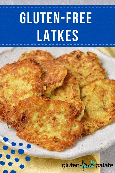 Gluten Free Hannukah Recipes, Gluten Free Latkes Recipe, Potato Latkes Easy, Gluten Free Potato Latkes, Gluten Free Latkes, Gf Wraps, Latkes Recipe, Gluten Free Side Dishes, Gluten Free Food List