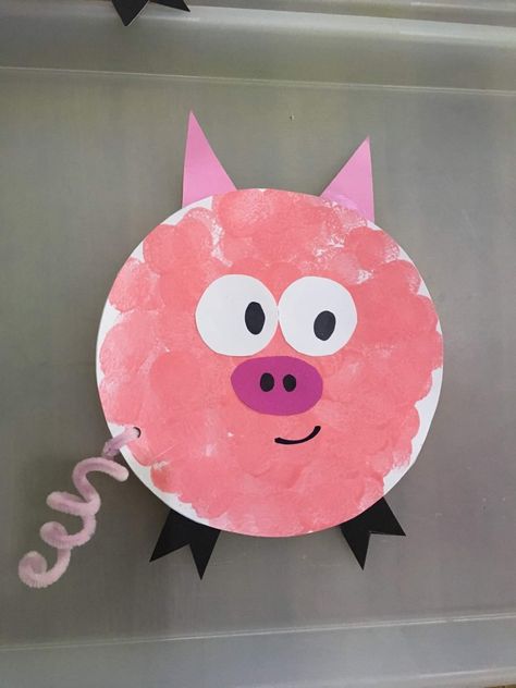 Pig Plate Craft, 3 Little Pigs Craft Toddlers, Easy Pig Craft Preschool, Pig Activity For Preschool, Preschool Farm Theme Crafts, Preschool Pig Craft, Pig Activities For Preschool, Pig Craft Preschool, Paper Plate Farm Animals