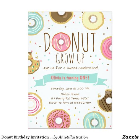 Donut Birthday Party Invitations, Donut Invitation, Grown Up Parties, Sprinkle Shower, Birthday Donuts, Donut Birthday Parties, Sprinkle Party, Baby Sprinkle Invitations, Donut Birthday