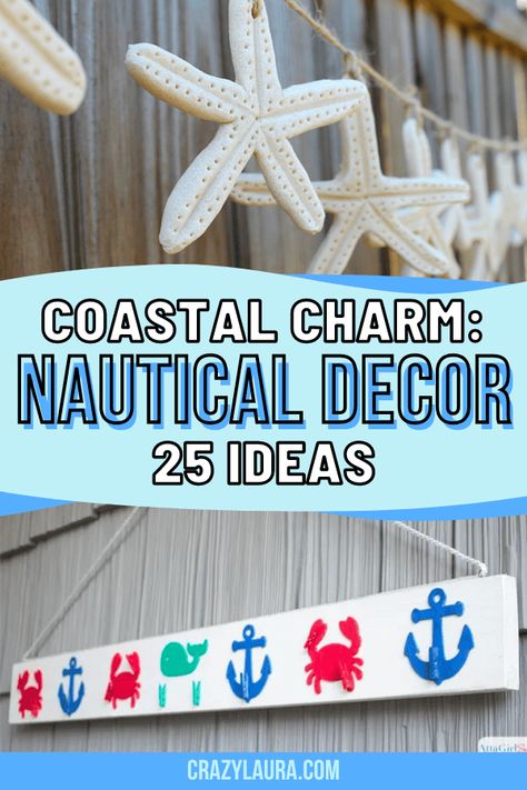 Nautical decor ideas are a great way to bring a coastal vibe into your home. Here are some pieces that'll make your home feel like an oasis! #Nautical #DIY #HomeDecor Diy Nautical Wall Decor, Nautical Deck Ideas, Nautical Hallway, Nautical Bed, Nautical Landscaping, Nautical Outdoor Decor, Nautical Decor Diy, Nautical Decor Bedroom, Diy Coastal Decor