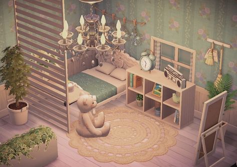 Animal Crossing Cute Bedroom, Acnh Bed Rooms Ideas, Acne Room Ideas, Animal Crossing House Interior Ideas Bedroom, Acnh Blue Bedroom, Acnh House Room Ideas, Anch Bedroom Ideas, Acnh Sherb House Ideas, Acnh Room Ideas Bedrooms