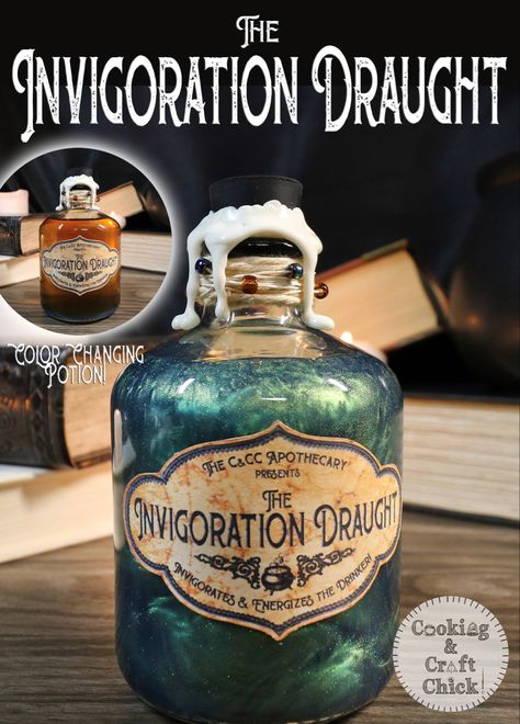 Diy Swirling Potion, Potion Liquid Diy, Color Changing Potion Bottle Diy, Dnd Potion Bottles Diy, Diy Color Changing Potion, Diy Potion Bottles Mica Powder, Mica Powder Potion Diy, Glow In The Dark Potion Diy, How To Make Fake Potions