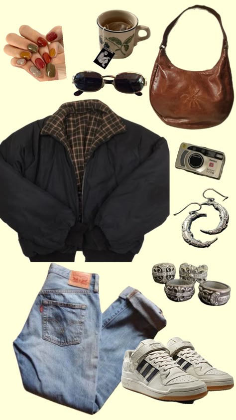 Jean Jacket Aesthetic, Alaska Outfits, Barista Style, Jacket Aesthetic, Aesthetic Jeans, Granola Outfits, Barista Fashion, Outfit Boards, Relaxed Outfit