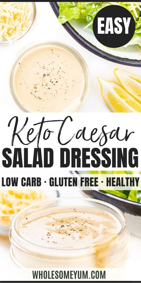 Best Caesar Dressing, Diet Salad, Caesar Salad Dressing Recipe, Keto Salad Dressing, Caesar Dressing Recipe, Homemade Caesar Salad Dressing, Diet Lunch, Salad Dressing Recipe, Easy Salad Dressing