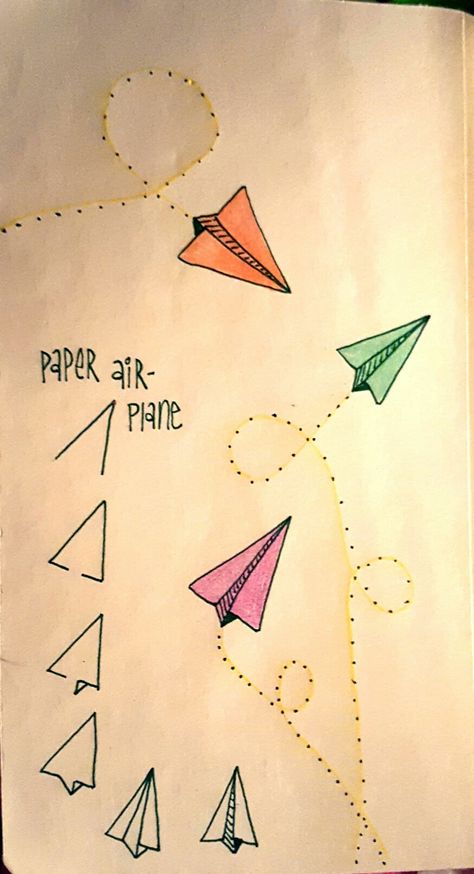 Paper airplanes are fun to draw Neat Notes, Journal D'inspiration, Kraf Kertas, Drawing Hands, Easy Doodle Art, Kraf Diy, Paper Airplanes, Bullet Journal Inspo, Bullet Journal Doodles