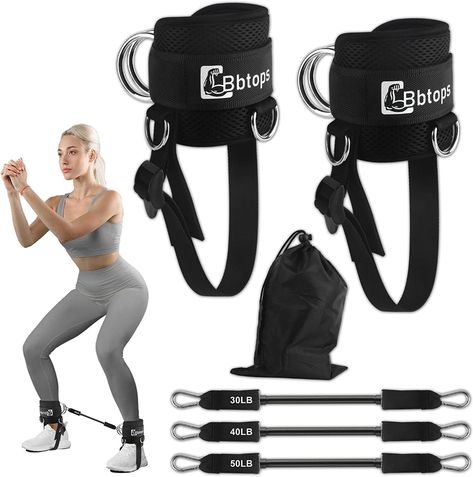 Bbtops Booty Ankle Resistance Bands with Cuffs,Ankle Strap... Glutes Exercises, Men Workout, Fitness Pilates, Ankle Weights, Workout Equipment, Resistance Band Exercises, Hip Workout, Resistance Bands, Muscle Fitness