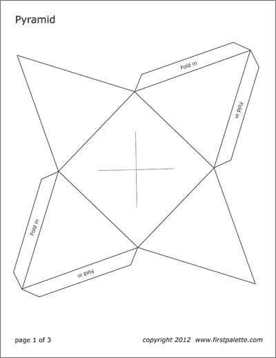 Printable Square Pyramid Template 3d Cube Template Free Printable, Pyramid Cutout Template, Square Pyramid Template, Paper Pyramid Template, Cube Printable Template, Pyramid Template Free Printable, Cube Template Free Printable, Pharaoh Headdress, Pyramid Template