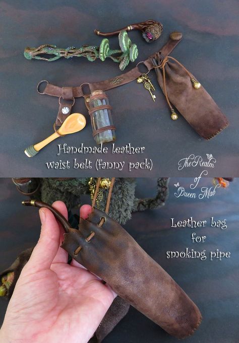 Diy Druid Accessories, Medieval Fantasy Accessories, Diy Medieval Accessories, Larp Accessories Diy, Ren Faire Props, Ren Faire Leather Accessories, Faun Costume Diy, Renfaire Patterns, Ren Faire Trinket Trading