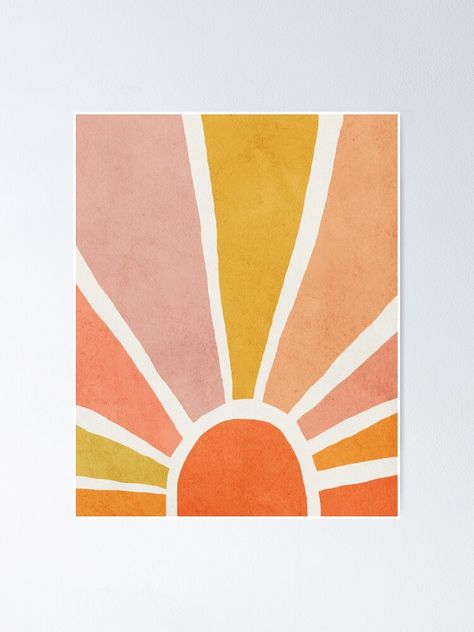 Poster « Soleil, Abstrait, Décorations murales d'enfants modernes du milieu du siècle, Chambre d'enfant », par juliaemelian | Redbubble Sun Abstract, Kids Canvas Art, Nursery Room Art, Sun Painting, Tape Painting, Tape Art, Sun Art, Kids Wall Art, Wall Art Nursery