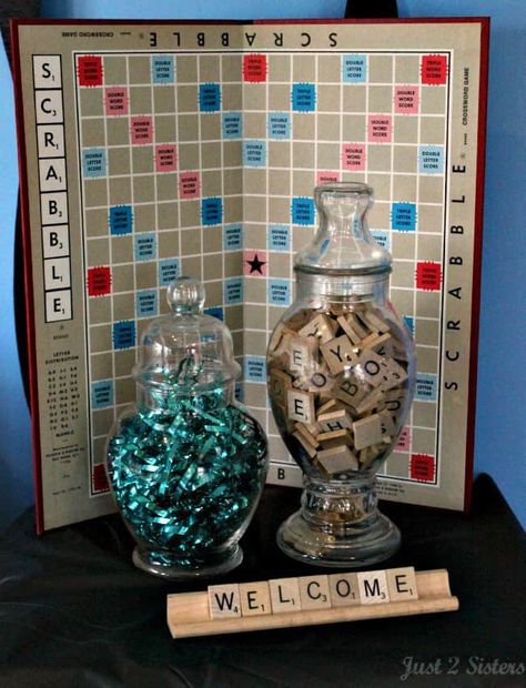 Games Night Party, Scrabble Party, Board Game Night Party, Night Party Theme, Board Games Night, Game Night Decorations, Parties Themes, Board Game Themes, Adult Game Night