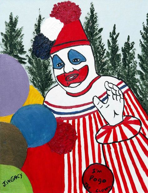 Clown by John Wayne Gacy John Wayne Gacy Art, Pogo The Clown, Clown Paintings, Sid And Nancy, John Wayne Gacy, Clown Shoes, Sid Vicious, Creepy Clown, The Clown