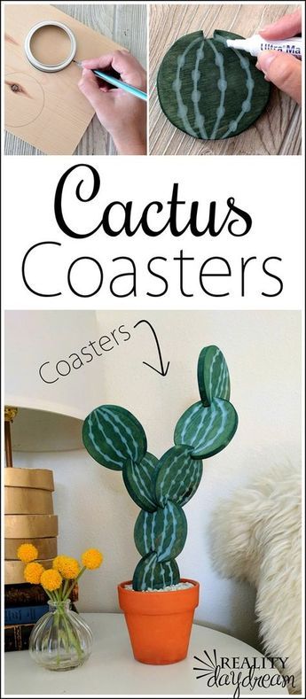 Use foam sheets. Cactus Crafts, Cactus Coasters, Fun Homemade Gifts, Diy Cactus, Diy Hanging Shelves, Terra Cotta Pot, Cactus Diy, Diy Simple, Mason Jar Diy