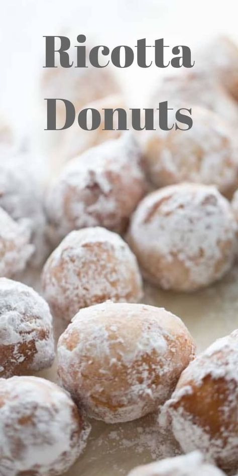 Italian Ricotta Donuts Recipe, Ricotta Donuts Recipe, Ricotta Recipes Dessert, Baked Donuts Easy, Sicilian Food, Easy Donut Recipe, Ricotta Cookies, Easy Donuts, Ricotta Recipes