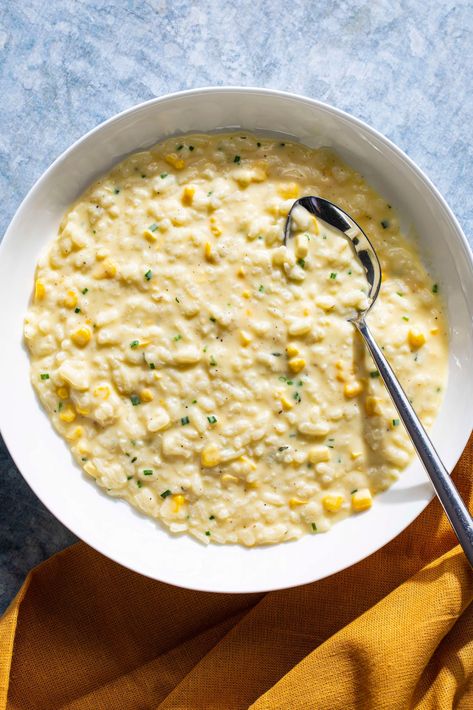 Our formula for the sweetest, freshest corn flavor also turns out the most luxurious pot of risotto we’ve ever had. Corn Risotto, Best Chicken Ever, Seasoned Corn, How To Make Risotto, Multi Cooker, Creamy Rice, Risotto Recipe, Creamy Corn, Vegetarian Cookbook