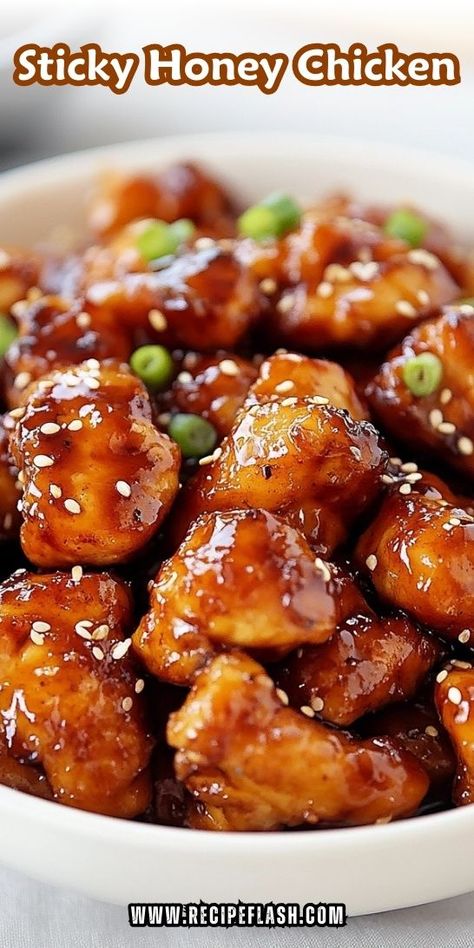 Searching for a crowd-pleasing dinner idea? This Sticky Honey Chicken is not only delicious but also incredibly easy to make, perfect for any night of the week. Be sure to save this recipe for later so you can whip it up whenever you need a tasty meal! Sweet Honey Chicken, Sticky Honey Chicken, Honey Chicken Recipe, Chicken Sauce Recipes, Chicken Sauce, Sweet Chicken, Sticky Chicken, Honey Sauce, Whip It