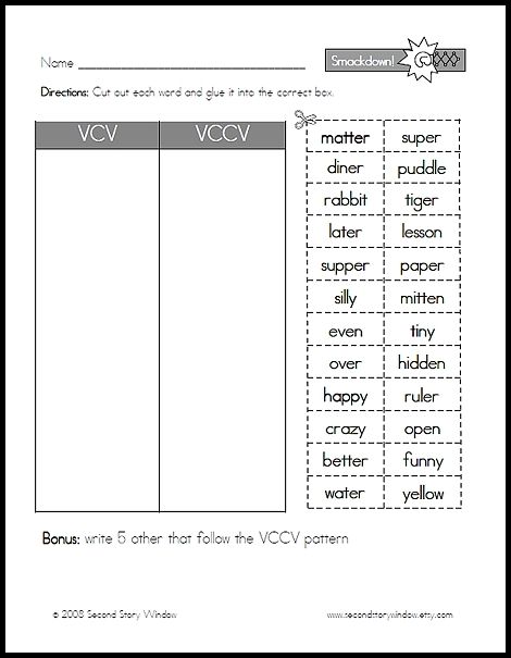 Free Words Their Way game and practice sheet // http://www.secondstorywindow.net/home/2012/03/freebie-game.html Vccv Syllable Activities Free, Vcv Syllable Activities, Vccv Syllable Activities, Words Their Way Sorts, Word Study Activities, Syllables Activities, Words Worksheet, Words Their Way, Two Story Windows